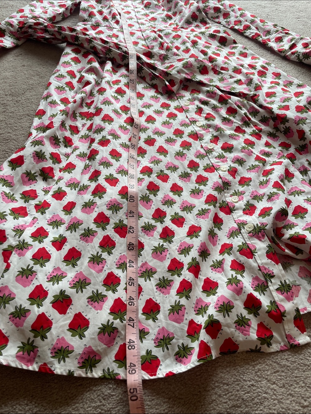 Boden White Strawberry-Print Long Sleeve Shirt Dress - Picture 5 of 5
